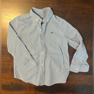 Vineyard Vines, blue/white gingham, check button down, size 5.